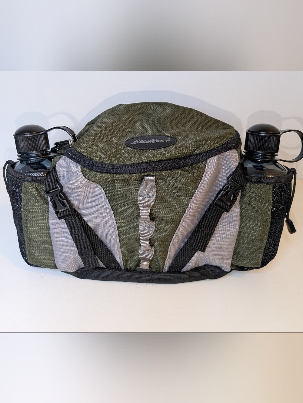 Eddie Bauer Green and Gray Dual-Bottle Hiking Waist Pack